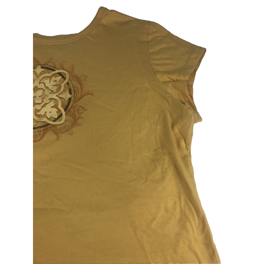 Bit & Bridle Women's Shirt XL Yellow Graphic Country Western TShirt Short Sleeve - Picture 5 of 12